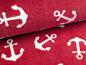 Preview: Jacquard Fleece Anker auf Rot