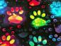 Preview: Eigenproduktion Baumwolljersey Neon Pfötchen auf Schwarz