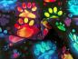 Preview: Eigenproduktion Baumwolljersey Neon Pfötchen auf Schwarz