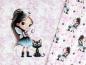 Preview: Eigenproduktion Baumwolljersey Panel Diamond Girl Cat auf Rosa / Flieder 75 x 165 cm