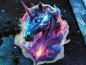Preview: Eigenproduktion French Terry Panel Fantasy Unicorn in Galaxy auf Nachtblau 75 x 165 cm