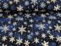 Preview: Reststück Eigenproduktion Rib Jersey Schneeflocken auf Blau 37 x VB