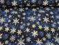 Preview: Reststück Eigenproduktion Rib Jersey Schneeflocken auf Blau 37 x VB