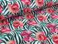 Preview: Softshell Digitaldruck Zebramuster mit Blumenranken Creme