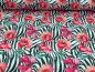 Preview: Softshell Digitaldruck Zebramuster mit Blumenranken Creme
