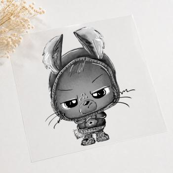 Bügelbild Rebell Hase