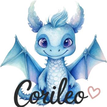 Preview: Bügelbild Drache Hellblau