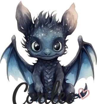 Preview: Bügelbild Drache Nachtblau