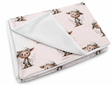 Babydecke 75x100 cm mit Schafmotiv – Baumwolle & Minky Fleece, handgemacht, leicht & vielseitig