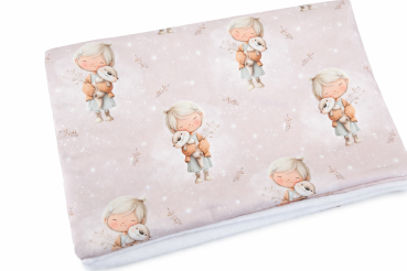 Babydecke 75x100 cm mit Otter Mädchen – Baumwolle & Minky Fleece, handgemacht, leicht & vielseitig