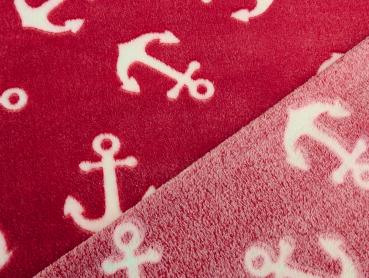 Jacquard Fleece Anker auf Rot