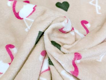 Jacquard Fleece Double Face Flamingo Herze auf Pink / Rosa