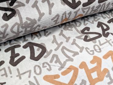 Cuddle Fleece Schrift Grau/Braun