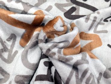 Cuddle Fleece Schrift Grau/Braun