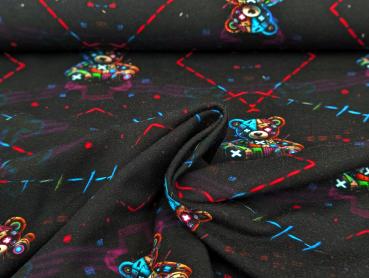 Eigenproduktion French Terry Techno Teddy Cuddle Me Wild Bunt / Schwarz