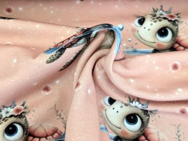 Eigenproduktion Baumwolljersey Schildkröten Mädchen auf Apricot