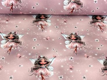 Preview: Eigenproduktion Rip Jersey Schmetterlingsfee auf Altrosa