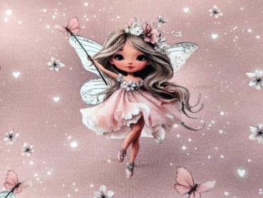 Preview: Eigenproduktion Rip Jersey Schmetterlingsfee auf Altrosa