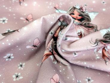 Preview: Eigenproduktion Rip Jersey Schmetterlingsfee auf Altrosa