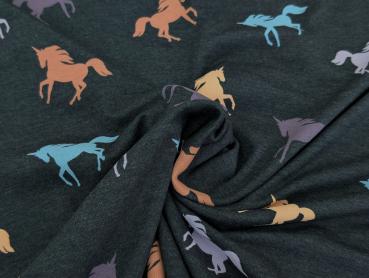 Baumwolljersey Einhorn Nachtblau Meliert