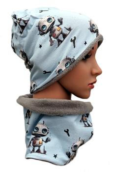 Preview: Beanie und Loop Set Mechanic Boy Hellblau Gr. XL ( 2 - 8 Jahre )