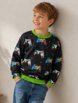 Sweatshirt Pullover Sweater Gamecontroller Bunt/Schwarz Gr. 86/92
