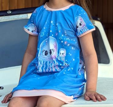 Ballonkleid Kinder Kurzarm Qualle Baumwolle Öko-Tex 100