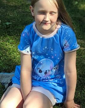 Ballonkleid Kinder Kurzarm Qualle Baumwolle Öko-Tex 100