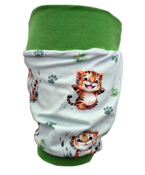 Preview: Kurze Pumphose Fröhlichem Tiger – Leichte Sommerhose aus Baumwolljersey