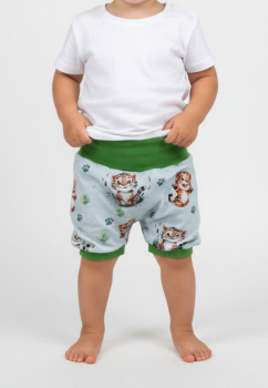 Preview: Kurze Pumphose Fröhlichem Tiger – Leichte Sommerhose aus Baumwolljersey