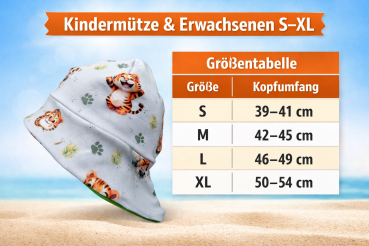 Preview: Sonnenmütze S–XL mit Tiger-Motiv