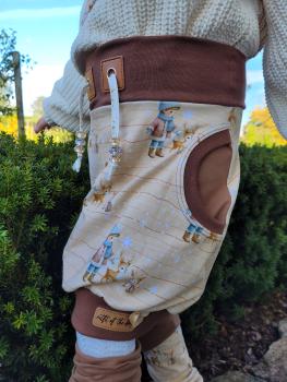 Eigenproduktion Baumwolljersey Winter Kind mit Rehkitzen auf Braunbeige