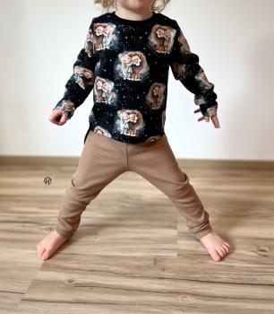 Preview: Eigenproduktion French Terry Mädchen und ihr Löwe auf Nachtblau