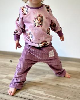 Eigenproduktion French Terry Rainbowgirl auf Meliert Rosa - N -