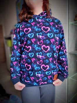 Preview: Eigenproduktion French Terry Sternen Herze in Rosa und Blau