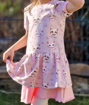 Eigenproduktion Baumwolljersey Katzen Kind mit Schmetterlingen Hellrosa