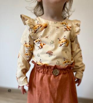Preview: Eigenproduktion Baumwolljersey Sweet Baby Fuchs auf Hell Ocker