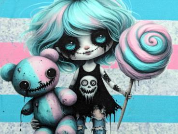 Preview: Eigenproduktion Baumwolljersey Spiel mit mir Girly Streifen Rosa/Hellmint 75 x 165 cm