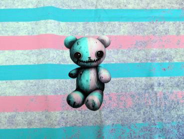 Preview: Eigenproduktion Baumwolljersey Spiel mit mir Girly Streifen Rosa/Hellmint 75 x 165 cm