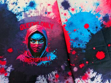 Eigenproduktion French Terry Farbkleckse Girl Maske 75 x 165 cm