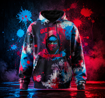 Preview: Eigenproduktion French Terry Farbkleckse Girl Maske 75 x 165 cm