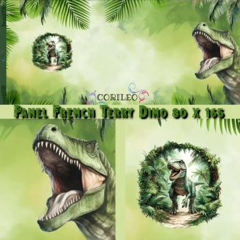 Preview: Eigenproduktion Baumwolljersey Panel Dino Rex Palmen 80 x 165 cm