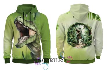 Eigenproduktion Baumwolljersey Panel Dino Rex Palmen 80 x 165 cm