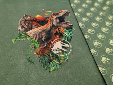 French Terry Digital Panel ca 75 x 150 cm Jurassic World Dunkelolive