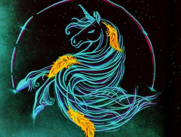 Eigenproduktion Panel Magic Neon Unicorn 75x 165cm
