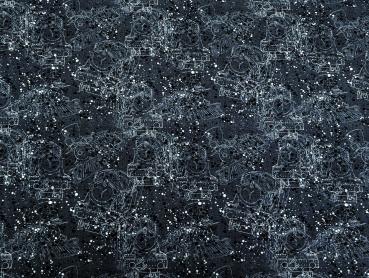 Eigenproduktion Baumwolljersey Panel Eisenbahn Lok auf Grau 65 x 165 cm