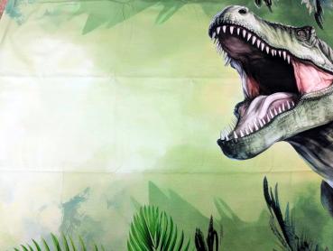 Eigenproduktion Baumwolljersey Panel Dino Rex Palmen 80 x 165 cm