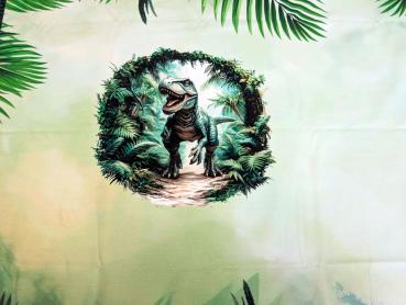 Eigenproduktion Baumwolljersey Panel Dino Rex Palmen 80 x 165 cm