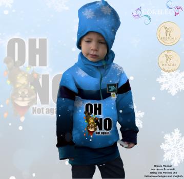 Eigenproduktion Panel French Terry Waschbär Oh No Winterdesign auf Blau 80 x 165 cm
