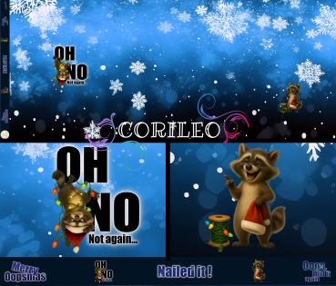 Eigenproduktion Panel French Terry Waschbär Oh No Winterdesign auf Blau 80 x 165 cm